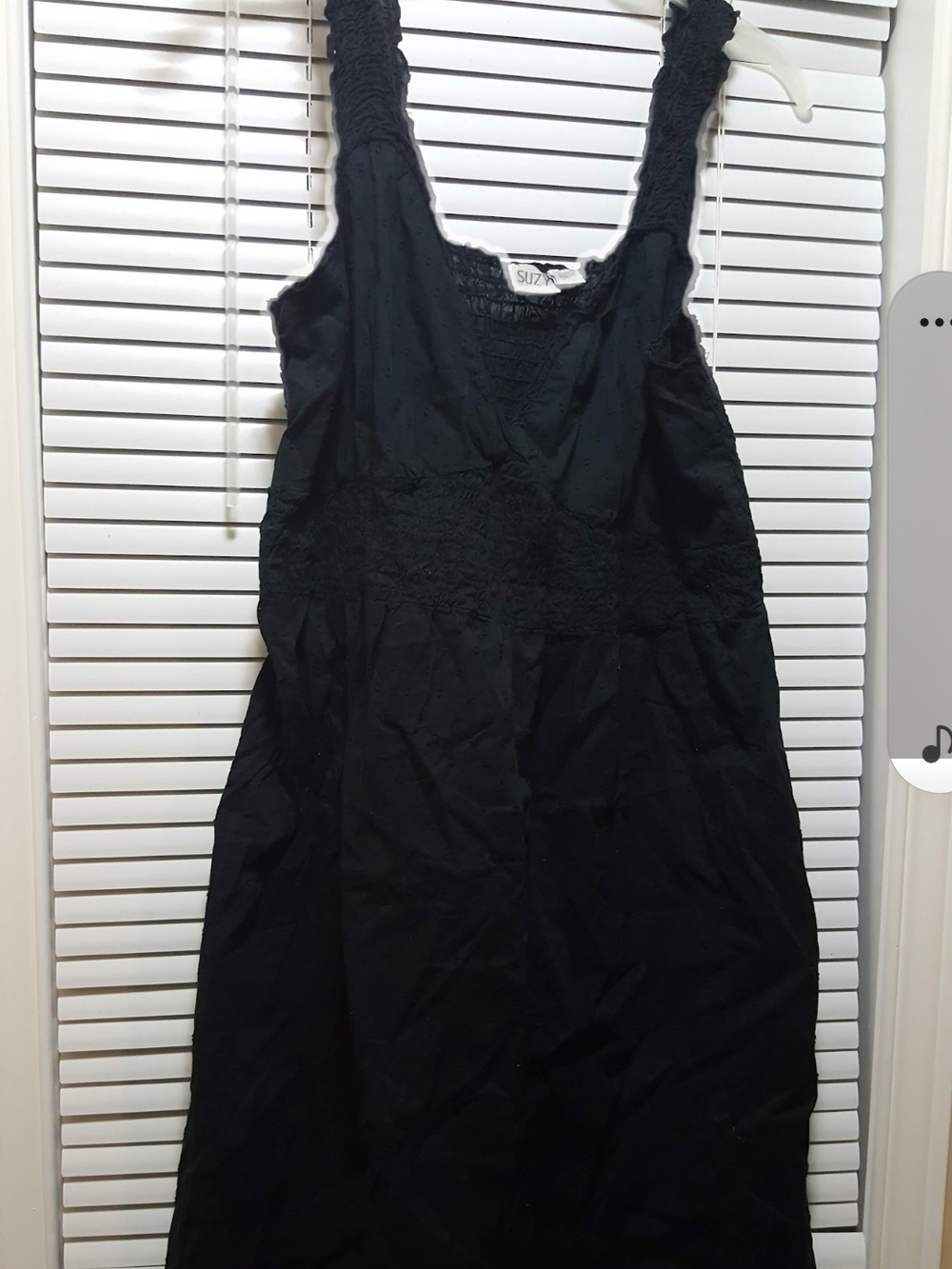 Black Smocked Sleeveless Dress